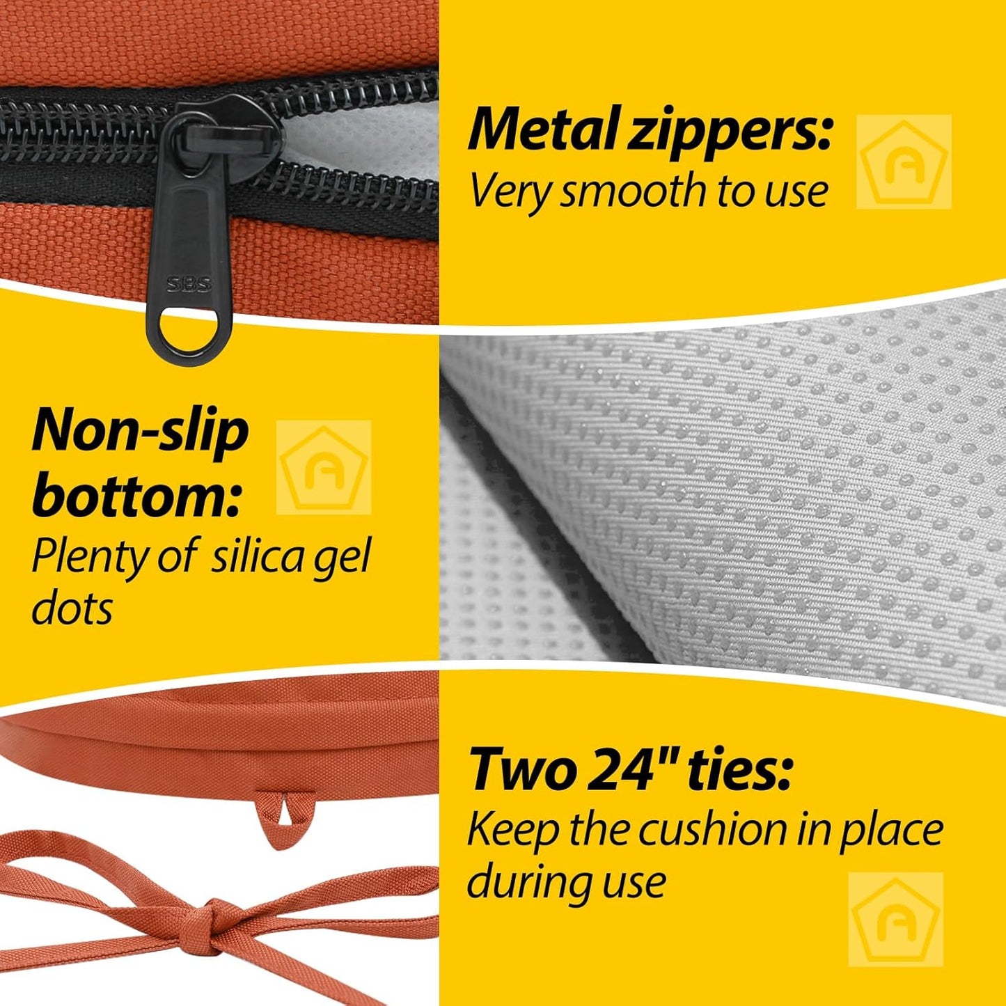 AAAAAcessories Outdoor Seat Cushions for Chairs, Waterproof, Fade-Resistant Patio Furniture Replacement Cushions, 15" x 15" x 2", Set of 2, Rust