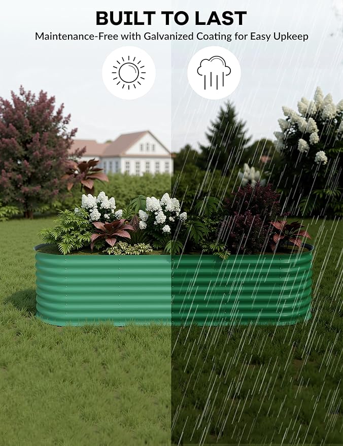 8x2x2ft Raised Garden Bed,Galvanized Raised Planter Boxes Outdoor with Easy Assembly, Large Garden Bed for Vegetables, Fruits, Flower,Raised Garden Bed,Green