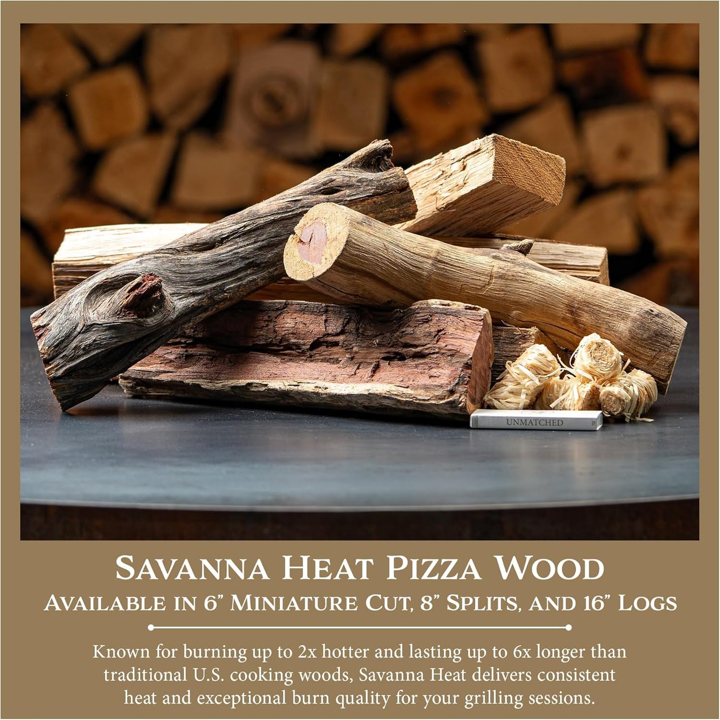 Savanna Heat Full-Sized Pizza Wood for Wood Fired Ovens – Burns Hotter & Longer | 45 lbs Box | Includes Oak & Savanna Heat Wood | Perfect for Restaurants & True Pizza Lovers