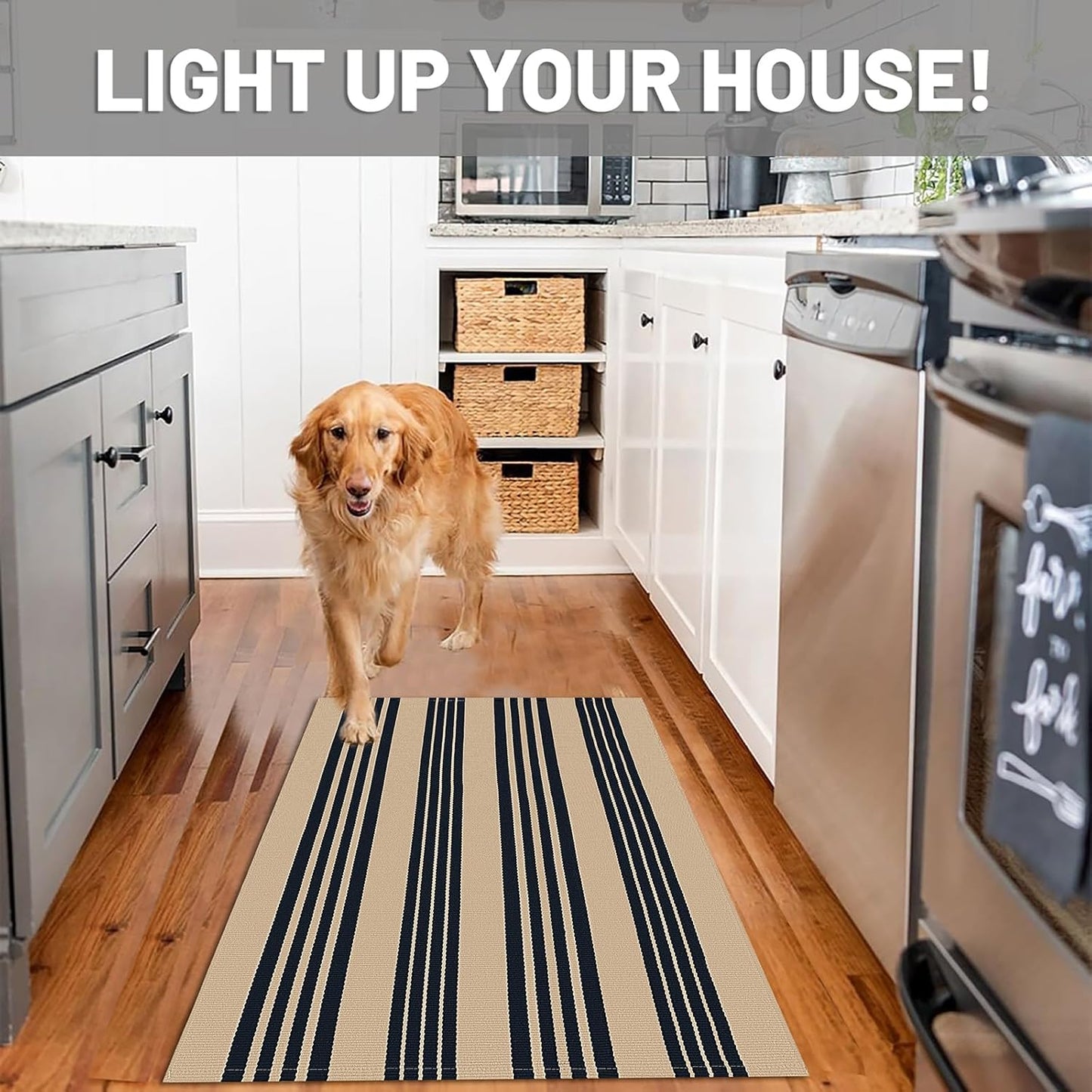 IOHOUZE Black and Tan Striped Rug 2.3'x3.6' Front Door Rugs Outdoor, Small Washable Area Rug for Front Porch, Spring Summer Welcome Mats Outdoor Indoor, Doormat for Entryway Porch Entrance