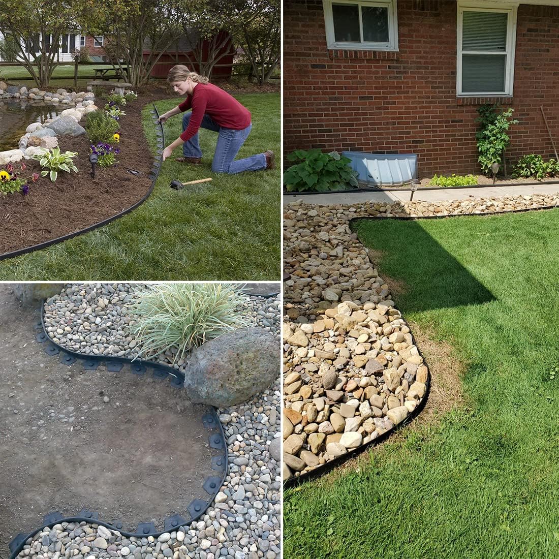 Landscape Edging 49FT,Garden Edging Borders Black [Extra Tall 4IN High] with 75pcs Plastic Stakes, Lawn Edging Flexible DIY Fence for Landscaping,Flower Bed,Grass,Gravel,Tree Surrounding