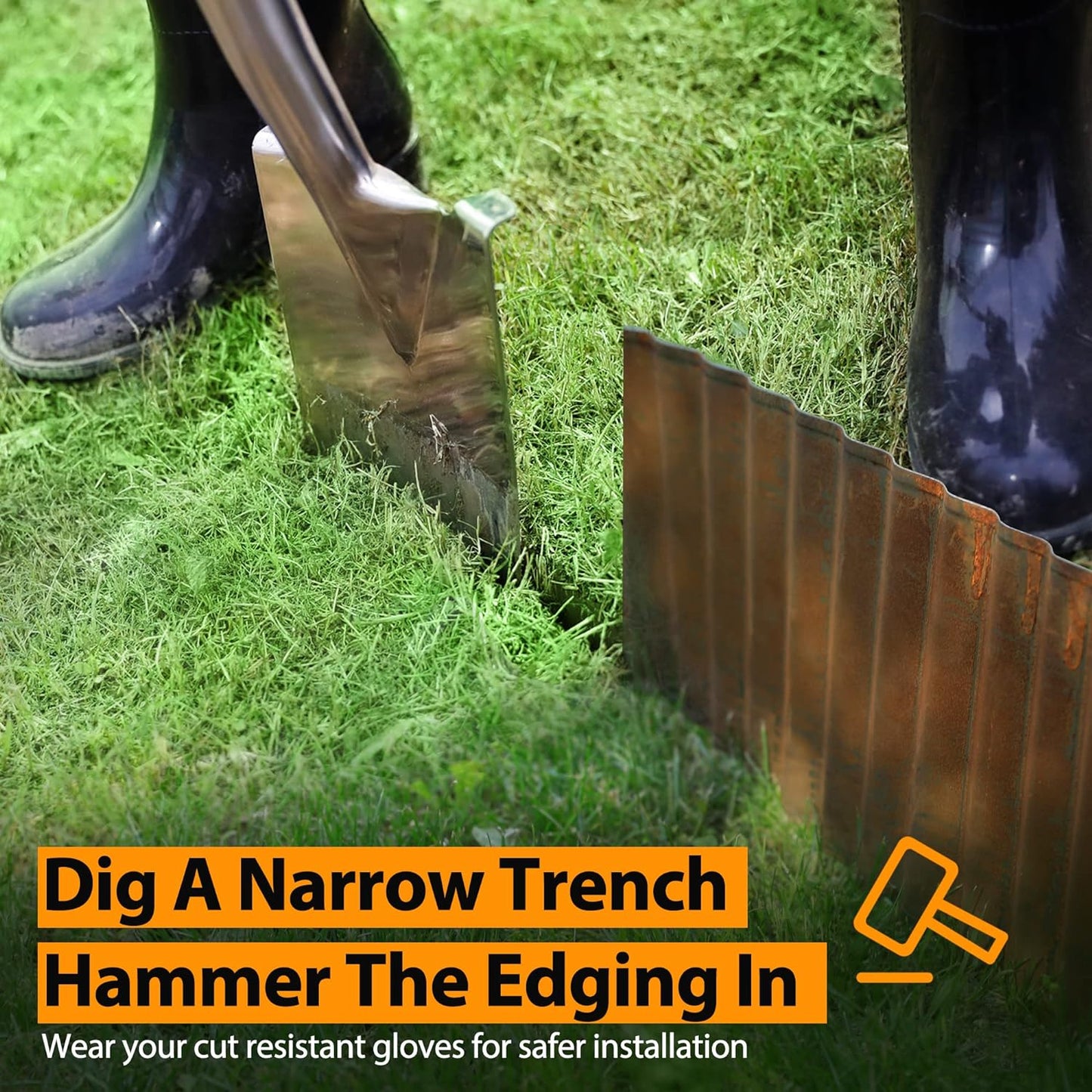 Worth Pre-Rusted Wide-Corrugated Garden Edging, 10" x20Ft Sturdy Steel Lawn Landscape Edging, Bendable Metal Long Strips of Garden Border for Raised Flower Bed Tree Surrounds