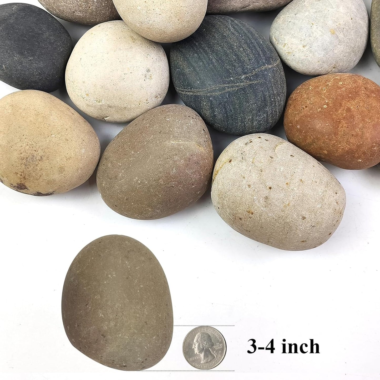 Large River Rocks for Landscaping, 3-4 Inch Mixed Colors Pebbles for Plants and Garden, Premium Rocks for Flower Beds, Indoor Fountains, Paths, Backyards, Fish Tanks(40lbs Bulk)