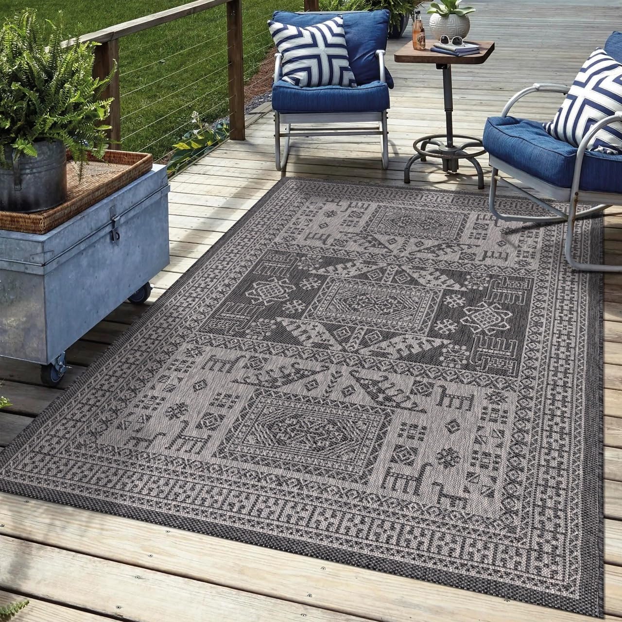 Keen Home Design Terrace Outdoor Area Rug - 8x10 Washable Indoor/Outdoor Rug for Patio, Kitchen, Balcony, Beach, Garden, Deck and Porch, Size: 7'7"x10'