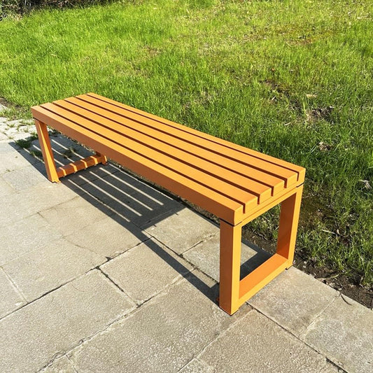 Weatherproof Metal Dining Bench, Outdoor Bench Backless Patio Bench 2-Person Farmhouse Bench Garden Bench for Kitchen, Living Room, Entryway(Orange,40in)