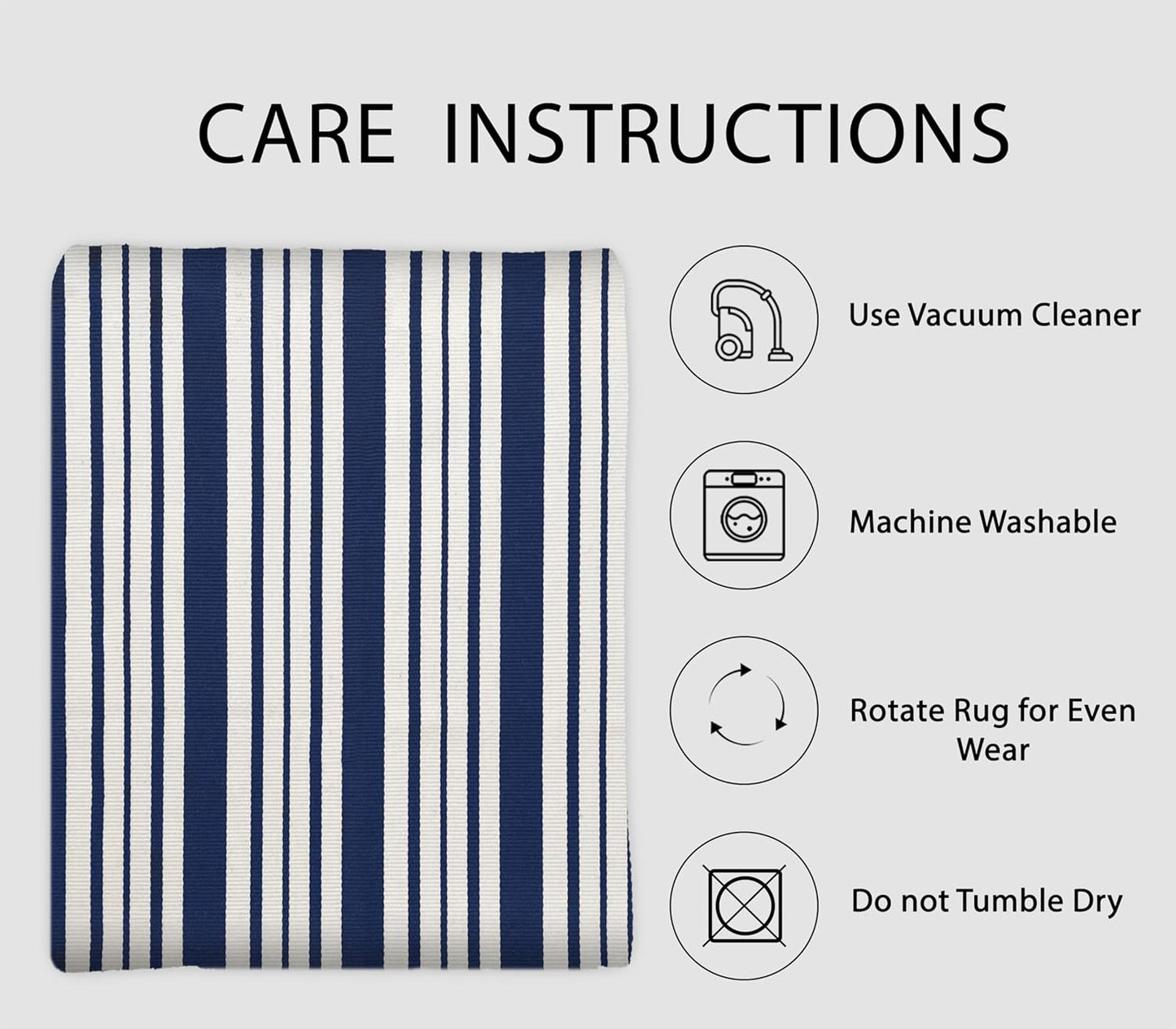 IOHOUZE Navy and White Striped Rug 2.3'x3.6' Front Door Rugs Outdoor, Small Washable Area Rug for Front Porch, Spring Summer Doormats Outdoor Indoor, Cotton Rugs for Entryway Porch Entrance