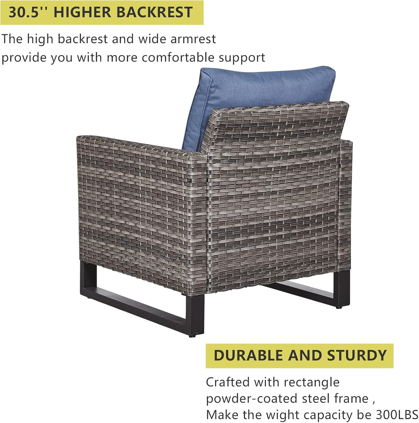 HUMMUH 6 Piece Patio Furniture Outdoor Sectional Sofa Set All-Weather Wicker Outdoor Chairs with End Table Ottomans for Patio,Porch,Garden,Backyard