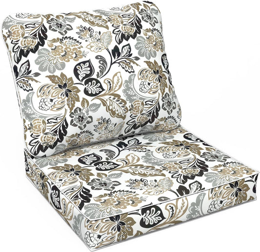 LVTXIII Outdoor Seat and Back Cushion Patio Deep Seat Cushion Set Seasonal Chair Cushion for Wicker Chairs and Garden Furniture Decoration, 22"x22"x4", Dailey Tan