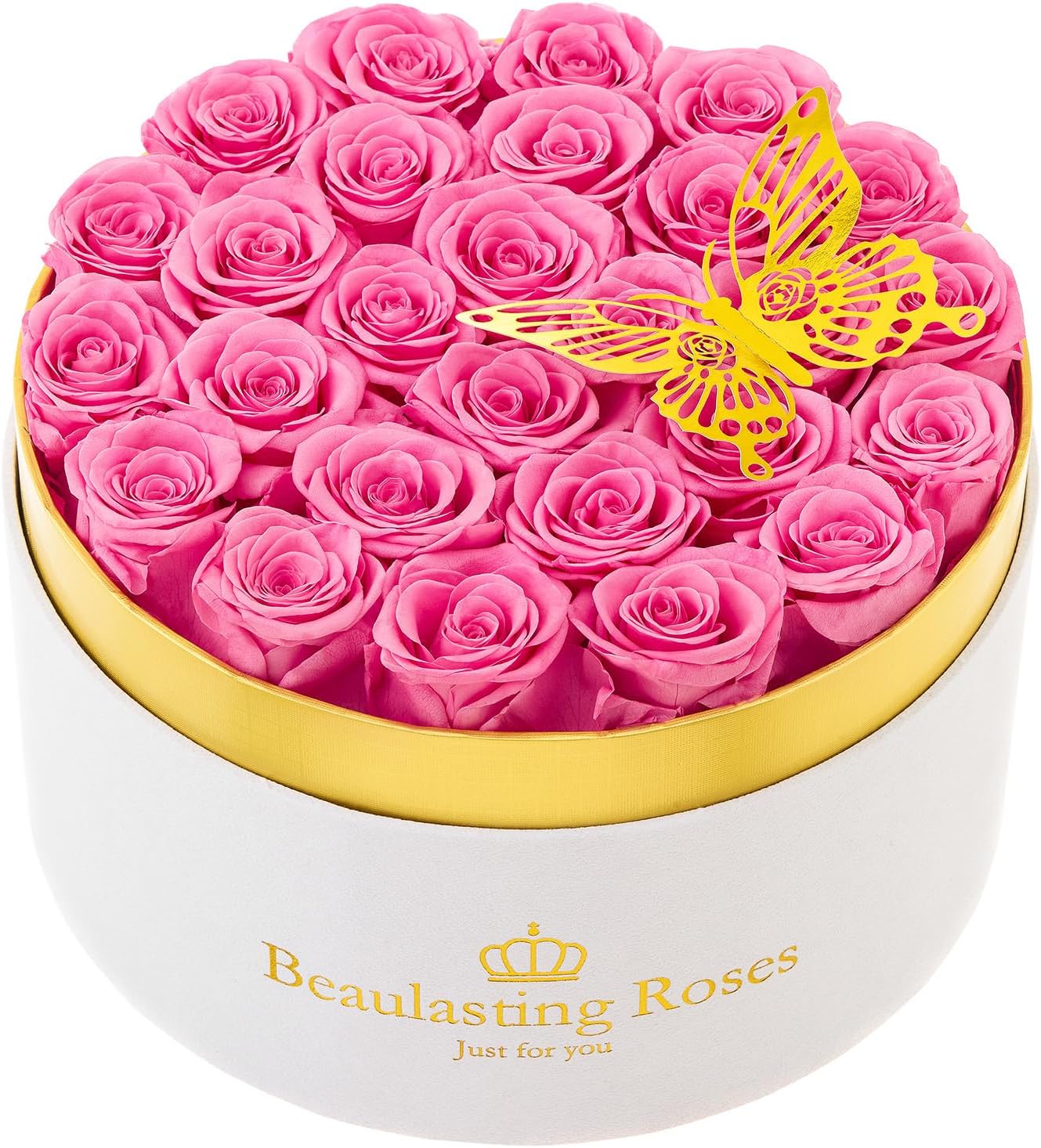 Preserved Roses Forever Flowers Real Roses in a Box Mother's Day Birthday Flowers for Her Mom Women Wife Valentine's Day, Pink, 27 Piece