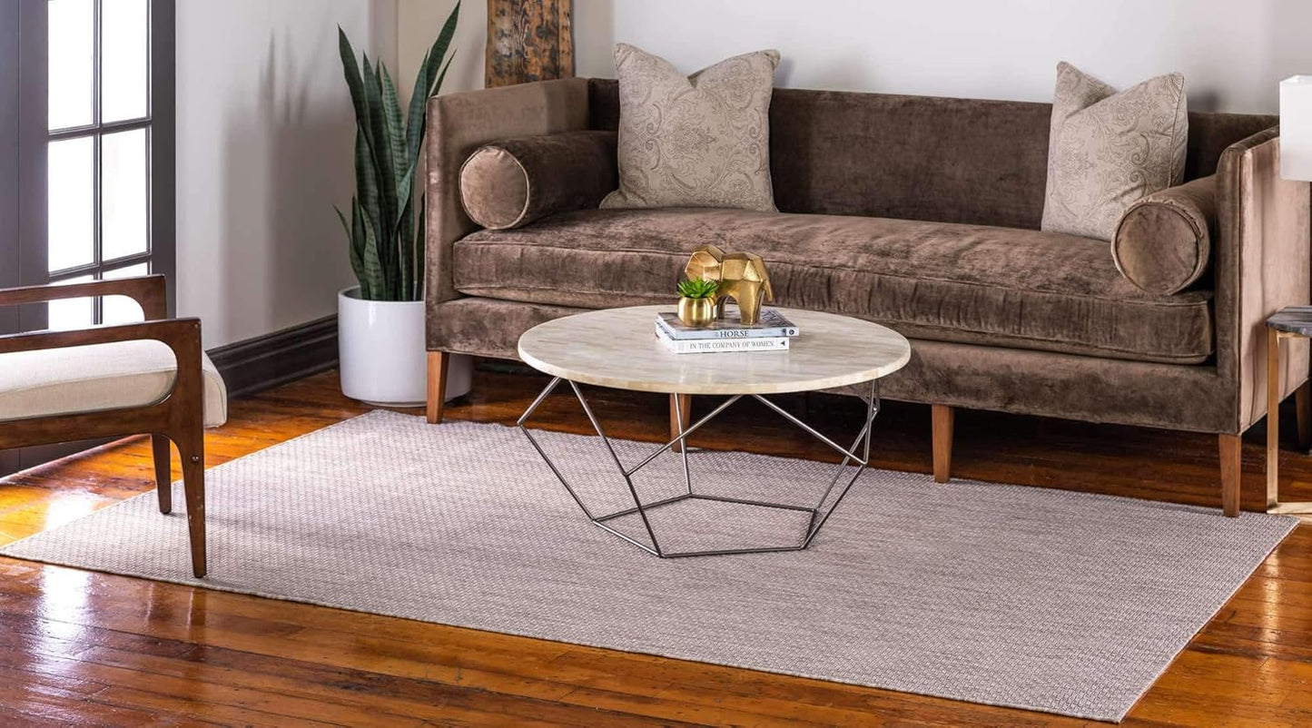 Unique Loom Collection Casual Transitional Solid Heathered Indoor/Outdoor Flatweave Area Rug (7' 10" x 11' 4" Rectangle, Beige/Ivory)