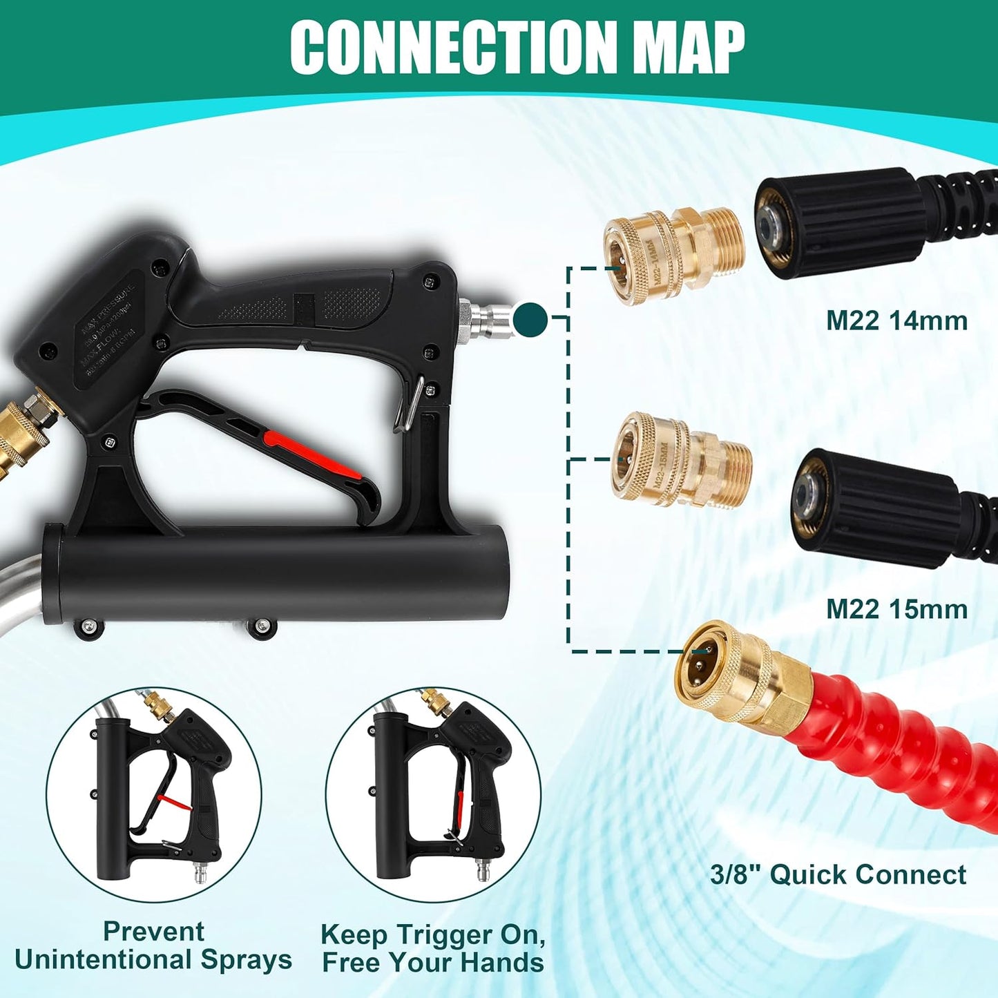 Tool Daily 24" Pressure Washer Surface Cleaner Attachment with Dual Handles, Stainless Steel Driveway Cleaner for Power Washer with Wheels, Pressure Wash Concrete, 4500 PSI