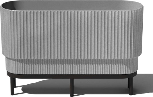 Veradek Demi Series Raised Long Planter for Indoor/Outdoor Use | Made from Plastic & Stone w/Wooden Stand | Modern Patio Décor for Flowers/Shrubs