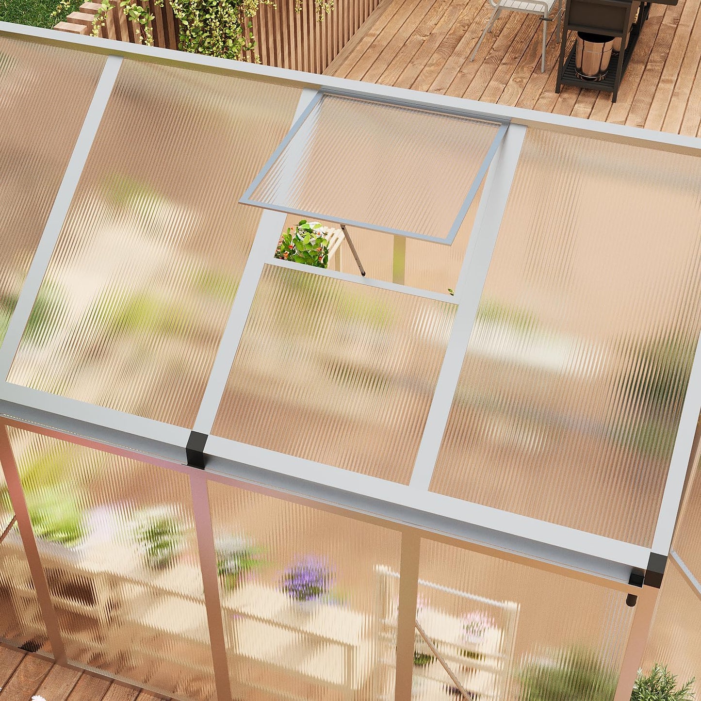 6 x 8 FT Greenhouse, Greenhouses for Outside, Polycarbonate Greenhouse with Aluminum Frame, Lockable Door and Ajustable Roof Vent for Backyard, Green Houses for Outside Garden Backyard, Patio