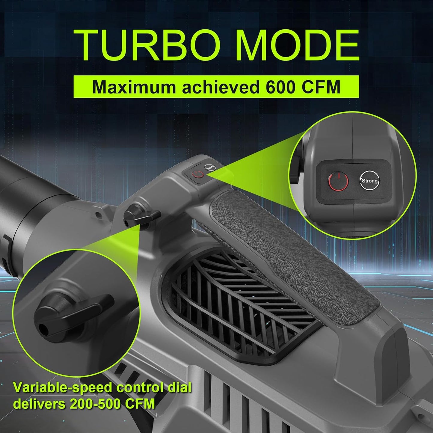 Leaf Blower Cordless with Battery - 40V Powerful Electric Leaf Blower, 600CFM &180MPH and Variable-Speed with 5.0Ah Battery and Charger for Lawn Care, Patio, Dust, Blowing Leaves (Grey)