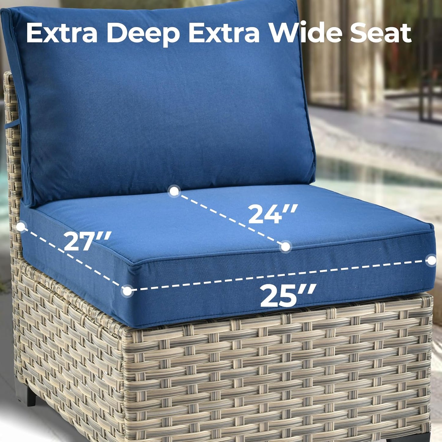 HOOOWOOO Outdoor Sectional Patio Furniture Set,6 Pieces Wicker Conversation Sets L Shaped Couch,Extra Deep Out Door Sofa Outside Furniture,Navy Blue