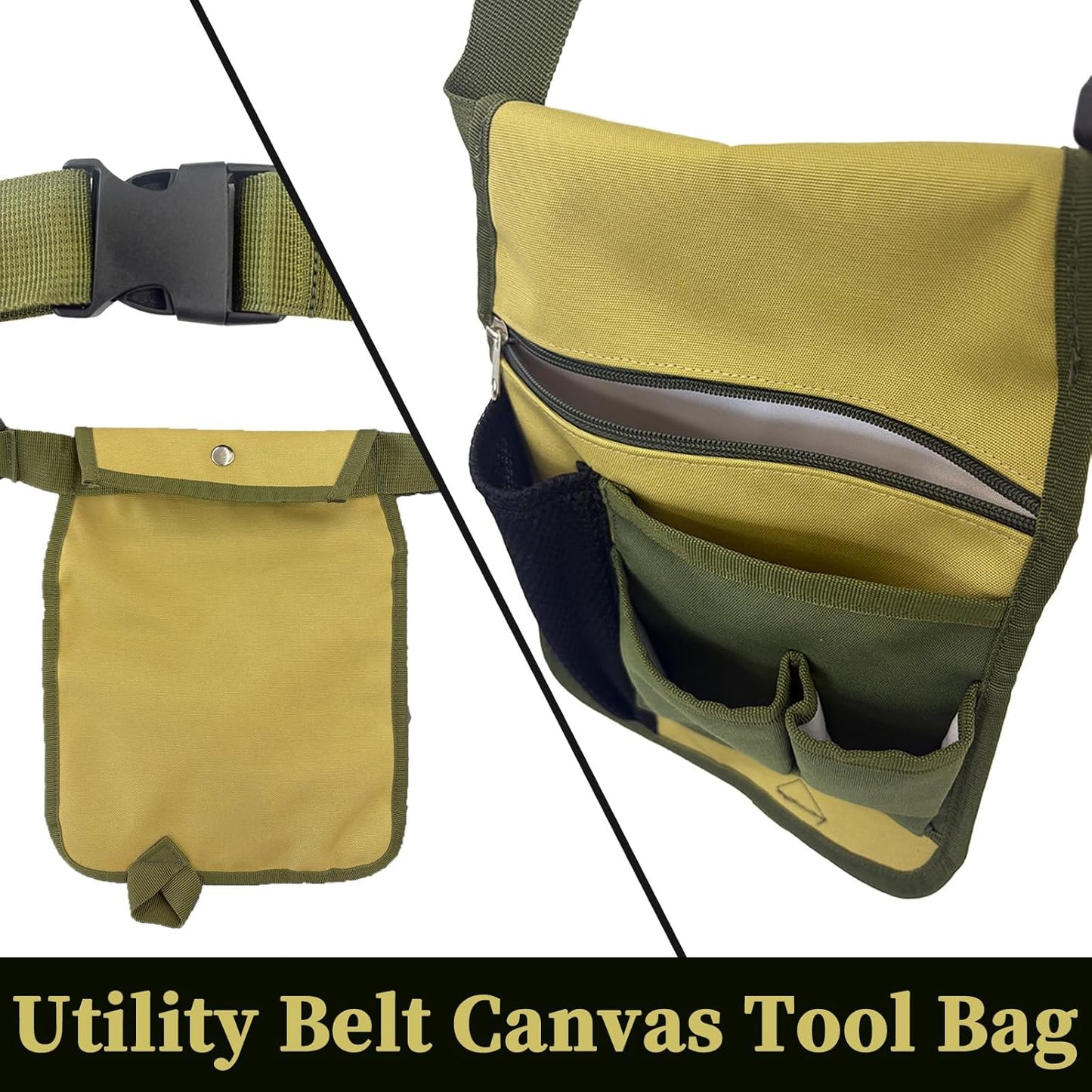 Heavy-Duty Tool Belt Pouch with Belt Clip - Adjustable Work Apron for Electricians, Carpenters, Technicians, Construction & Gardening - Durable Utility Organizer for Men & Women, Compact & Lightweight