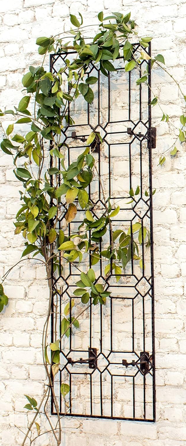 H Potter Outdoor Metal Wall Decor or Trellis for Climbing Plants Art Garden Panel Roses Vines Privacy Includes Brackets for Hanging GAR258W1