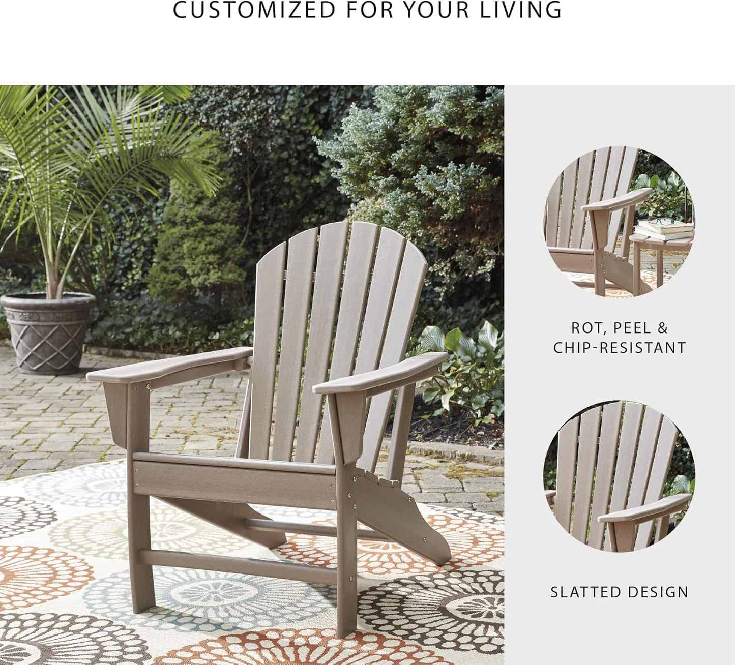 Signature Design by Ashley Sundown Treasure Outdoor Patio HDPE Adirondack Chair, Light Brown
