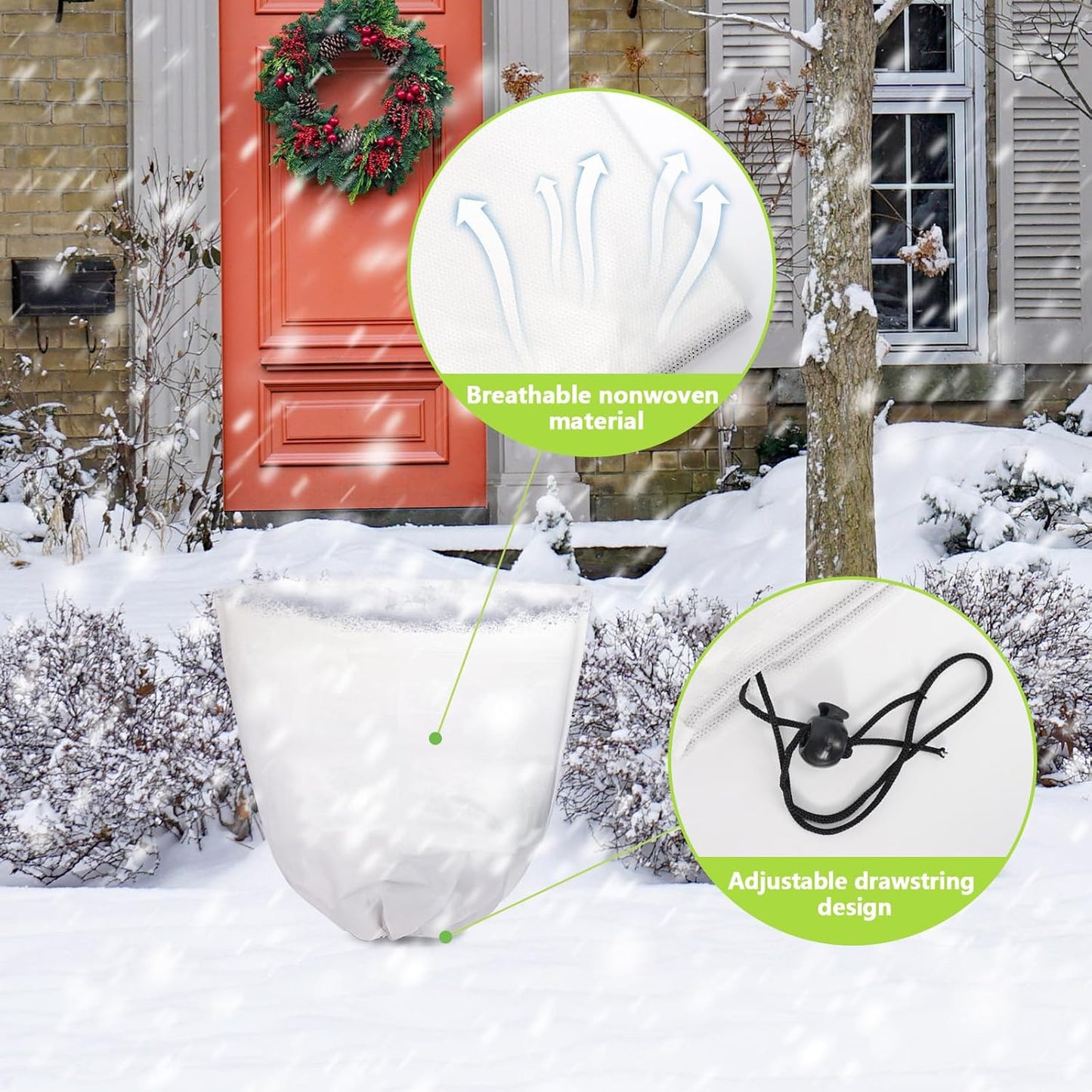 Svepndic 4 PCS Winter Plant Covers Freeze Protection,39X39 Reusable Plant Protector Bag with Drawstring,Winter Plants Jacket Warm Shrubs Cover Blanket Frost Protection for Outdoor Garden Plants