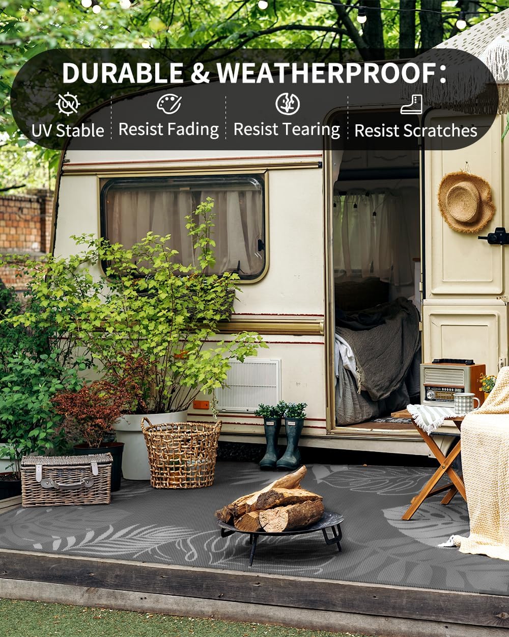 COCOER Tropical Outdoor Rug 9x12 Reversible-Waterproof Patio Rug-Quick Dry Outdoor Carpet-Outdoor Area Rugs Indoor Outdoor Rugs-Outside Rug Patio Decor for Porch Deck Balcony Backyard