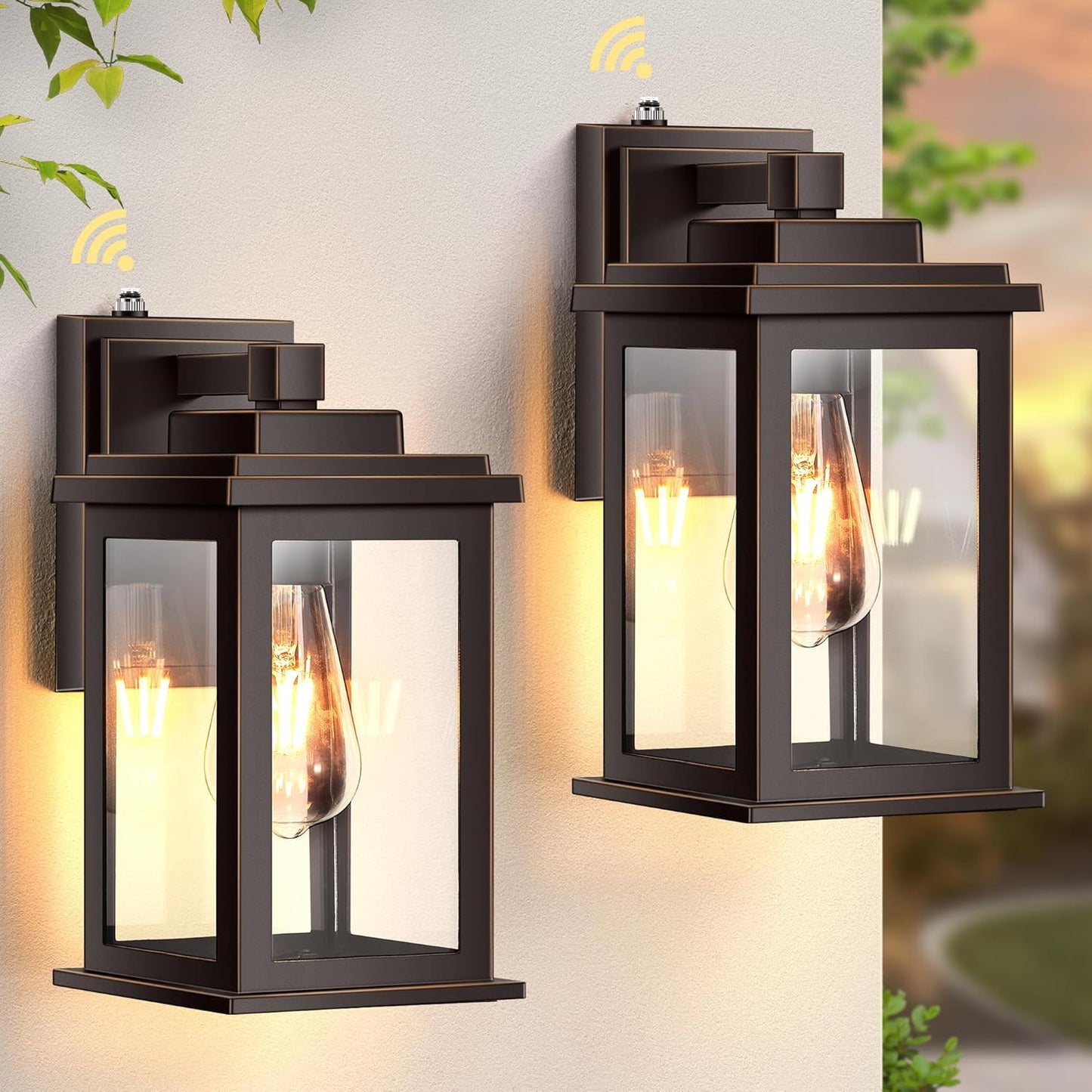 VIANIS Oil Rubbed Bronze Dusk to Dawn Porch Lights Outdoor, 2-Pack Anti-Rust Aluminum Outside Lights for House, Porch, Garage, Front Door, Patio, Easy-to-Install Waterproof Modern