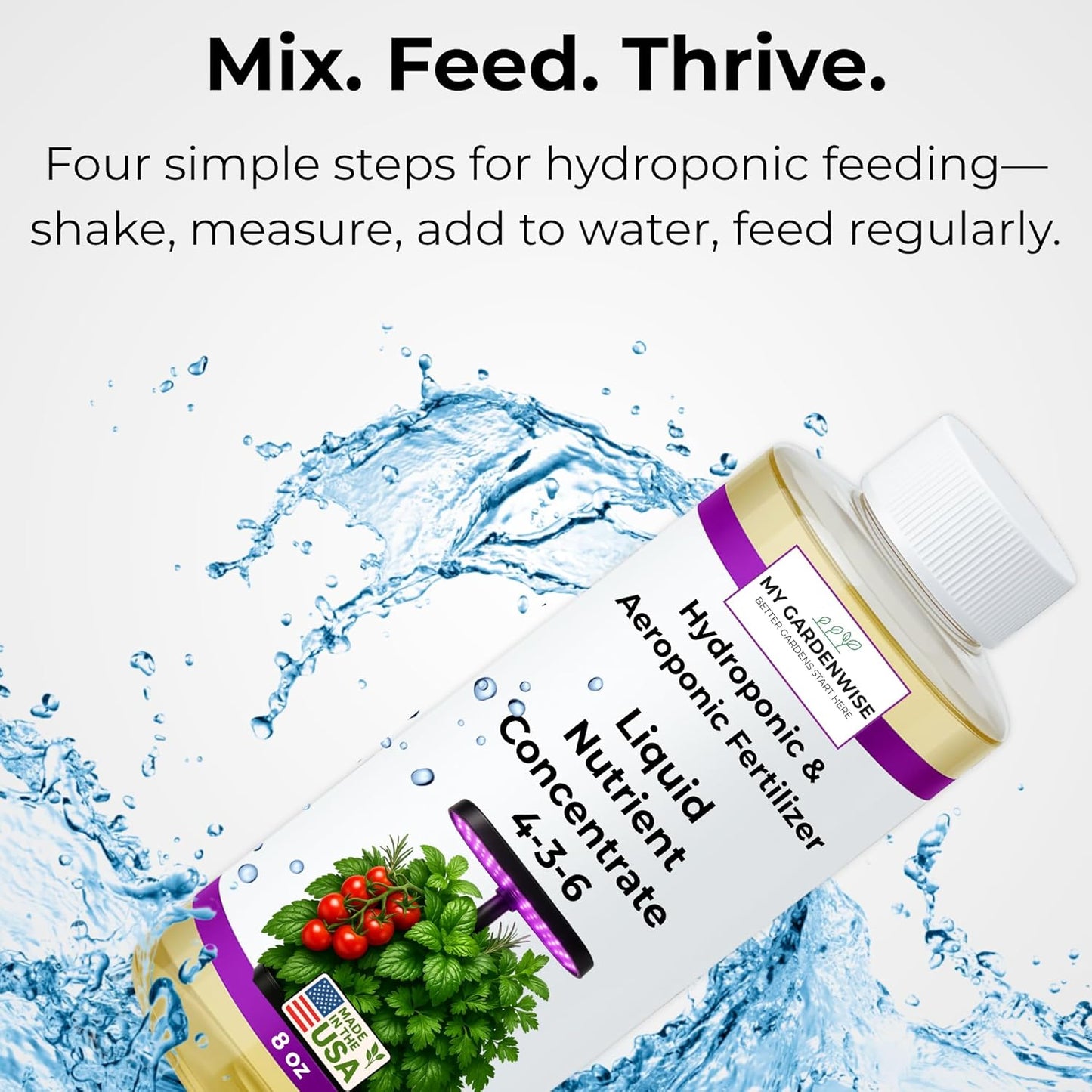 Liquid Plant Food – Hydroponics Nutrients for Indoor House Plants, Tomato, Strawberry, Lucky Bamboo, Lettuce, Vegetable Garden & Herbs – Aero Nutrients Liquid Fertilizer for All Growing Systems (8 oz)