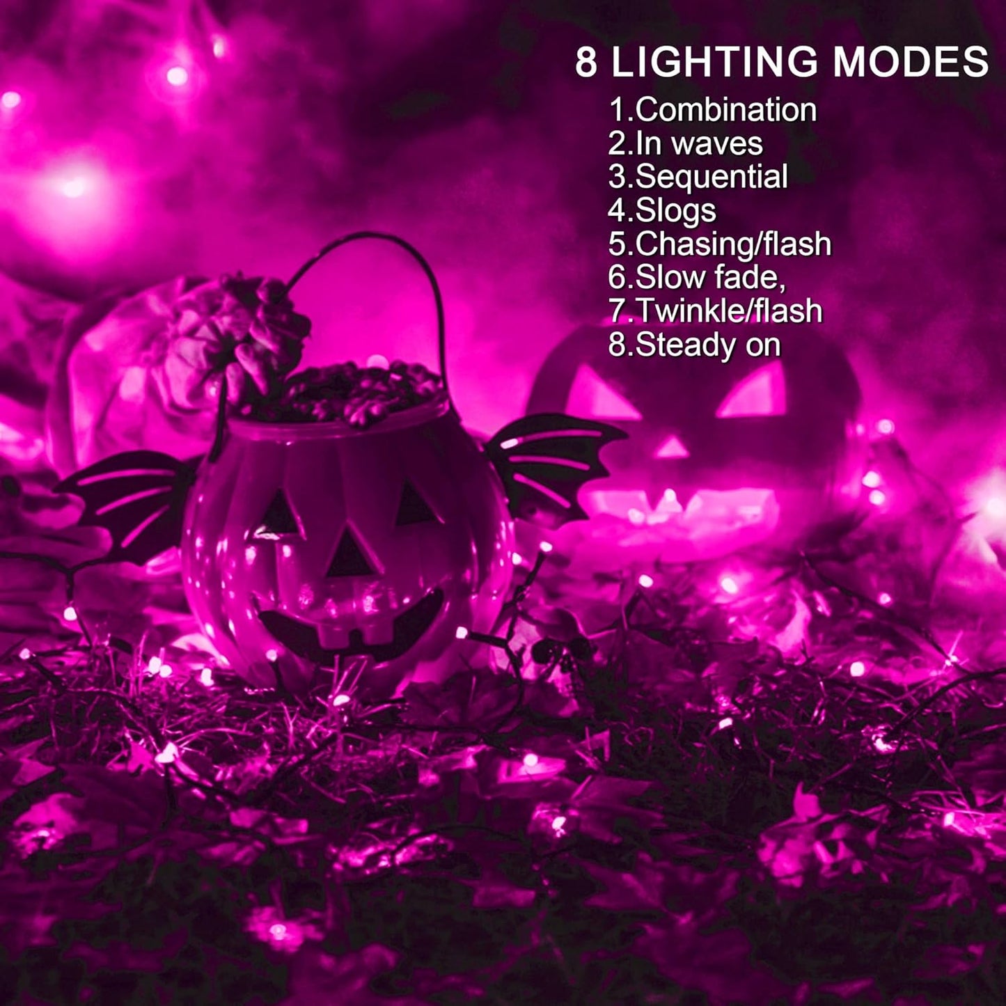 weillsnow Pink Halloween Lights Outdoor, 164 FT 500 LED String Lights Plug in, 8 Modes Waterproof Fairy Lights for Valentines Day, Halloween, Party, Wedding, Bedroom, Garden Decorations