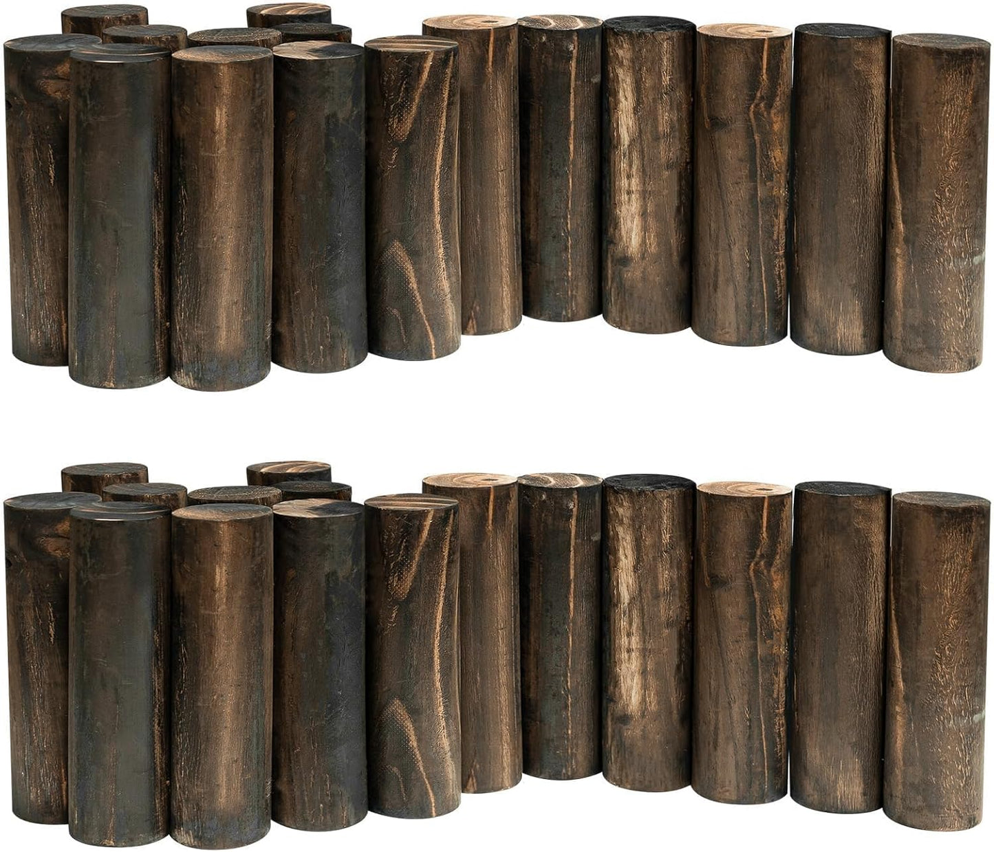 Wood Garden Fence, Natural Wooden Solid Log Edging Border Decorative for Flower Bed Barriers and Landscape Fencing