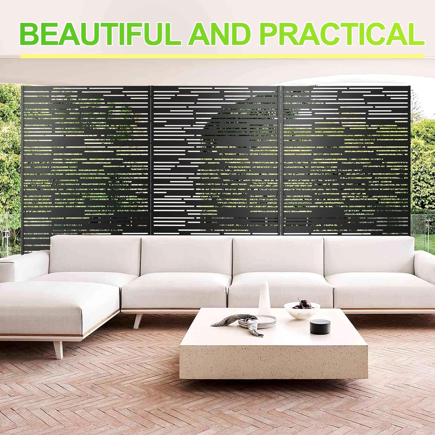 Outdoor Privacy Screen,72" H×47" W Metal Privacy Screen, Freestanding Privacy Fence Panels for Patio