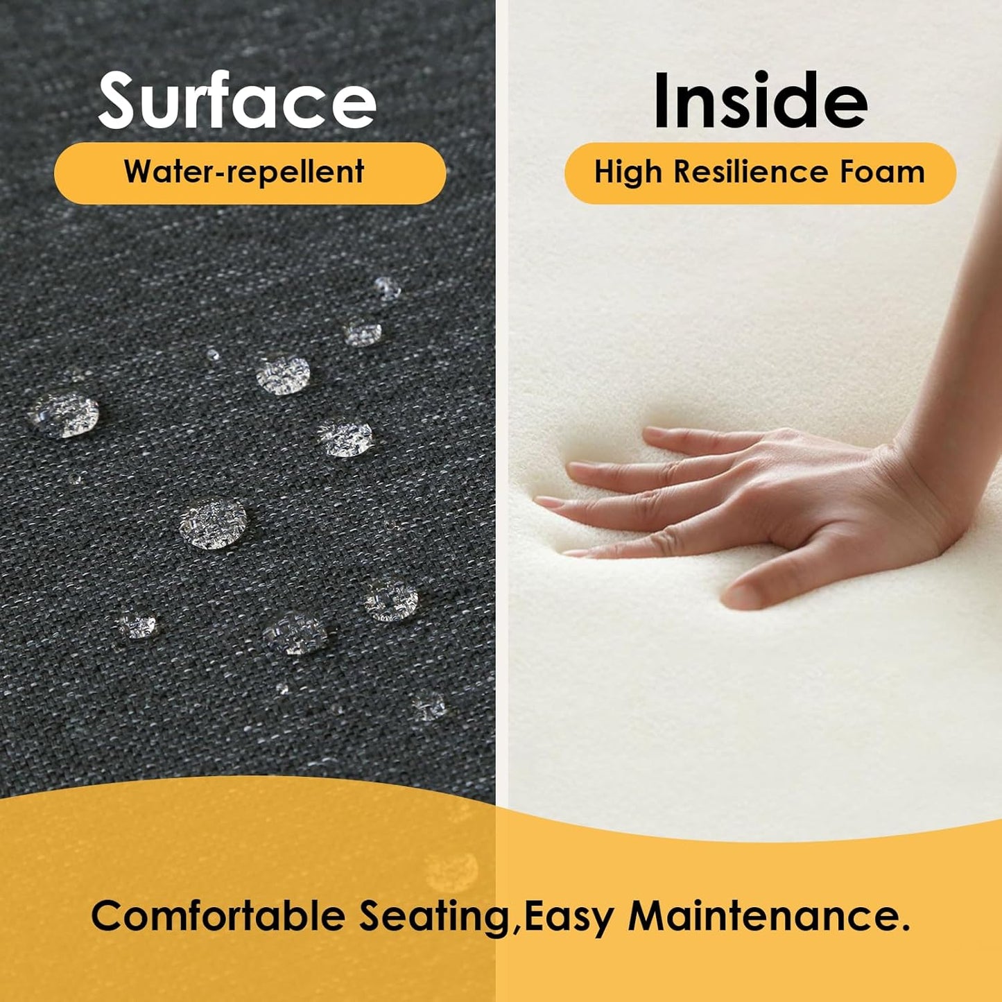 Outdoor Square Corner Seat Cushion, 18.5"x16"x3", Set of 4, Non Slip Seat Cushion Pads with Removable Cover for Patio Furniture, Garden Yard Lawn, Charcoal Gray