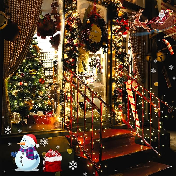 EEW 4-Pack Solar String Lights Outdoor, 400 LED 132FT Solar Christmas Lights with 8 Lighting Modes, Waterproof Green Wire Solar Tree Lights for OutsideXmas Wedding Party Garden Decoration (Warm White)