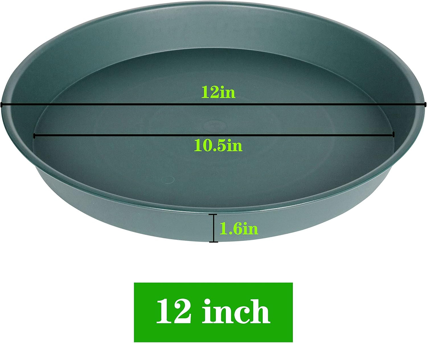 6 Pack of 12 inch Plant Saucer Bird Bath Bowl, Heavy Duty Plastic Plant Saucer 12 inch Round, Durable Plant Tray for Pots, Plant Saucers for Indoors, Plant Trays for Planter (12", Green)