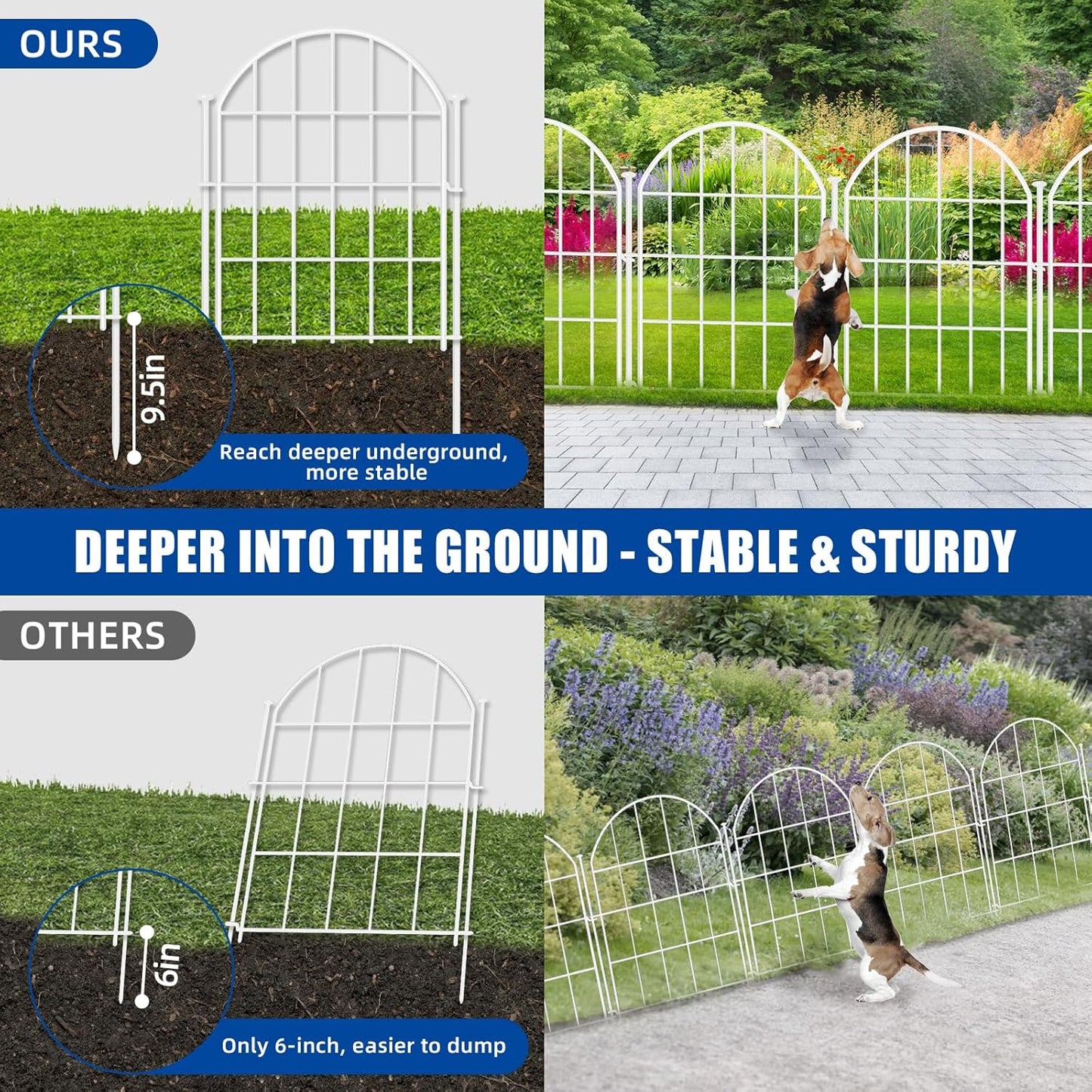 26 Pack Decorative Garden Fence, 17in X 28ft Arched No Dig Fence Border, Garden Edging Border, Rustproof Metal Animal Barrier with Ground Stake for Dog, Rabbit, Outdoor Yard Patio Decor, White