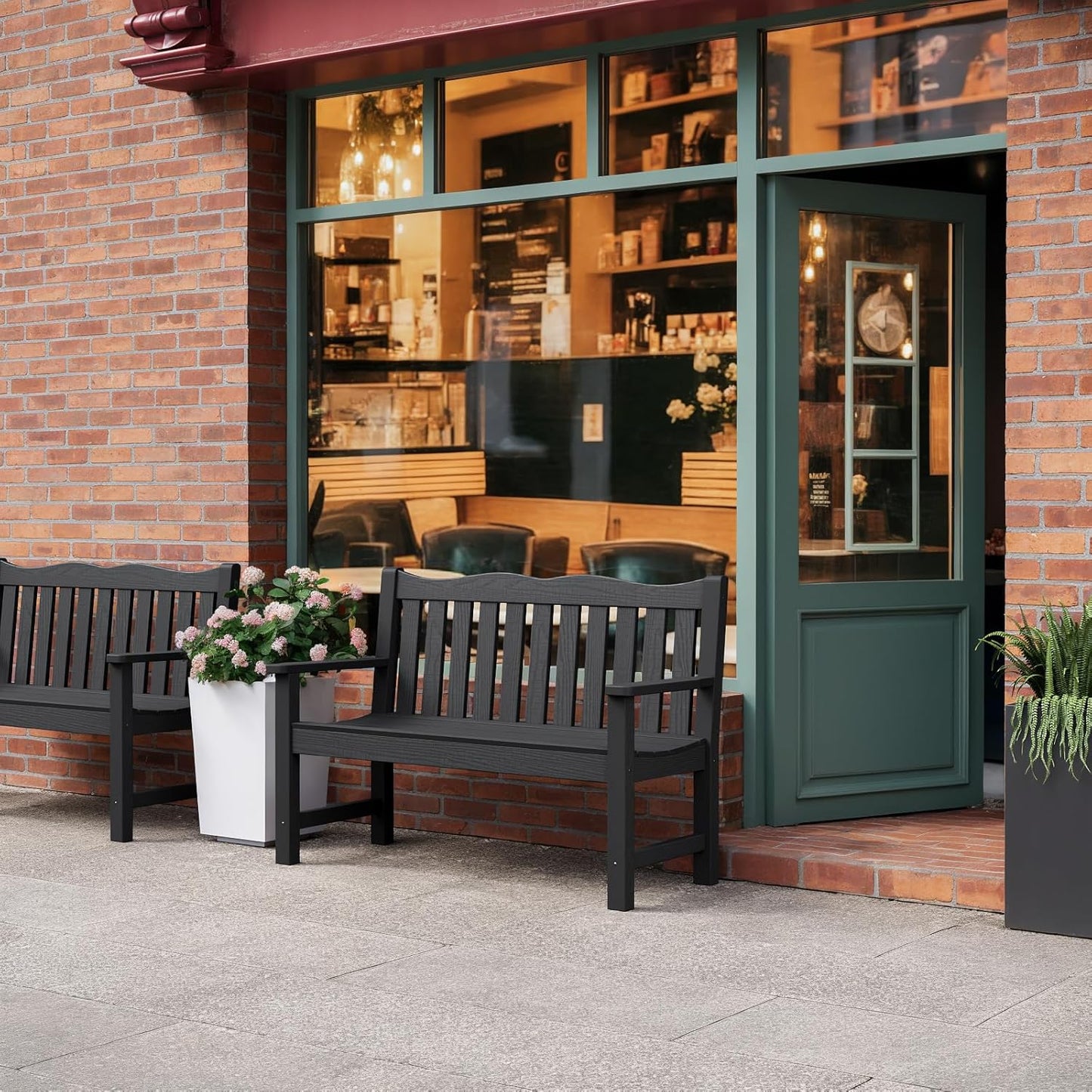 Stoog Weatherproof Outdoor Bench & Outdoor Chairs Set, Patio Furniture Set, Include 2 Garden Chairs and 1 Garden Bench, for Porch, Backyard, Lawn, Patio and Deck, Black