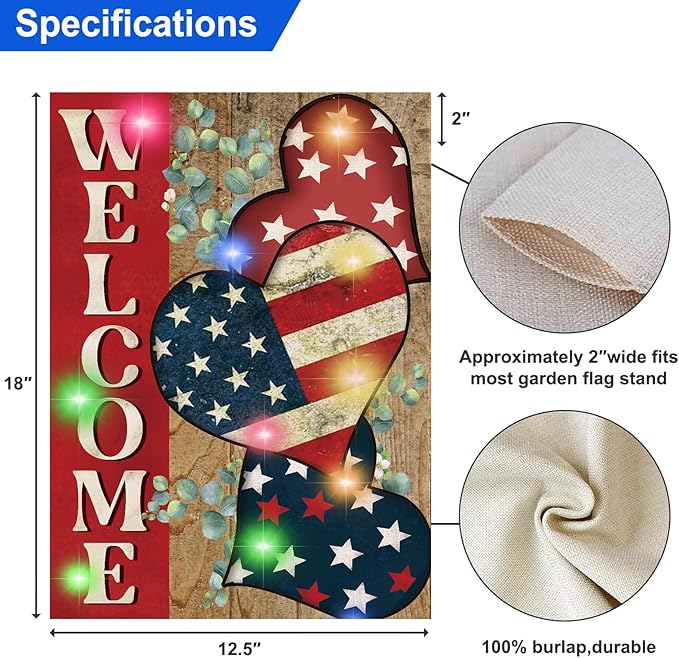 Lighted Seasonal Garden Flags Set of 12 Double Sided 12 x 18 Inch LED Yard Flags, Small Flags for Outside, Fall Winter Halloween Christmas Outdoor Flags,Solar Holiday Garden Flags for All Seasons