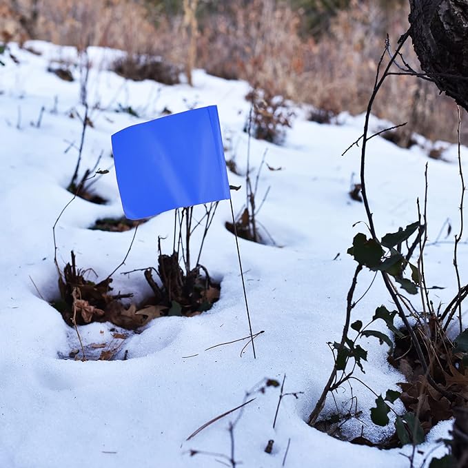 Blue Marking Flags 1000 Pack - 4x5x15 Inch Blue Flags for Yard - Markers For Lawn, Irrigation, Landscaping, Survey & Sprinkler Head Marking