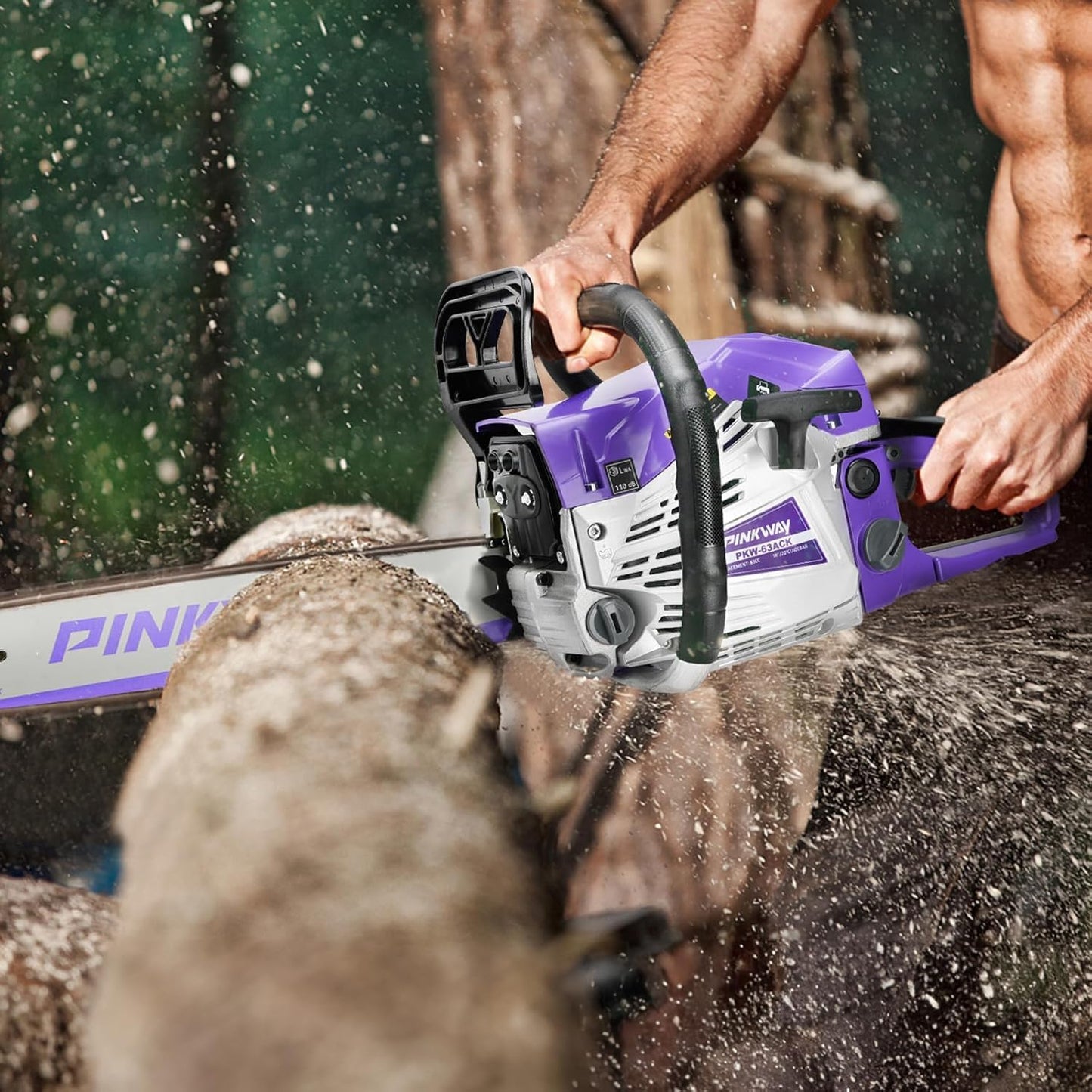 63cc Gas Chainsaws 20 Inch Bar Power Chain Saws, Gas Powered Chainsaw 2 Stroke Handed Petrol Gasoline Chain Saw for Cutting Wood Outdoor Garden Farm Home Use with Tool Kit(63ACK)