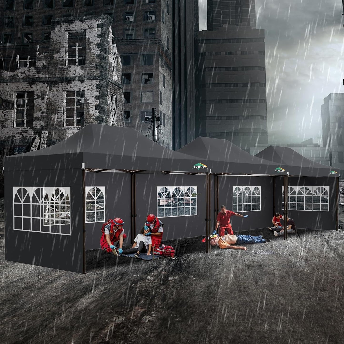 COBIZI 10x15 Pop Up Canopy Tent Heavy Duty with Sidewall, Commercial Outdoor Easy Pop Up Gazebo for Party Wedding All Weather Waterproof UV 50+ with Roller Bag(Leg Upgraded),Gray