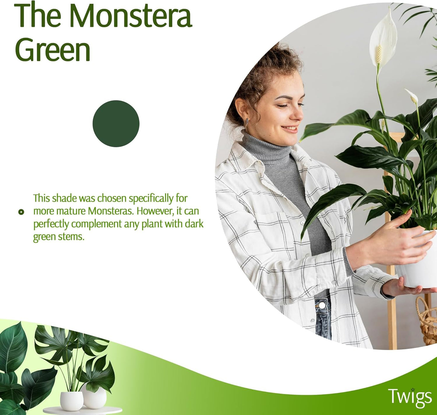 Stackable Plant Support Stakes, Stem Holder Structure for Indoor & Outdoor Use, Garden Accessories for Climbing & Potted Plants, Trellis Alternative - Monstera (Dark Green), 10 Pack, 17" L