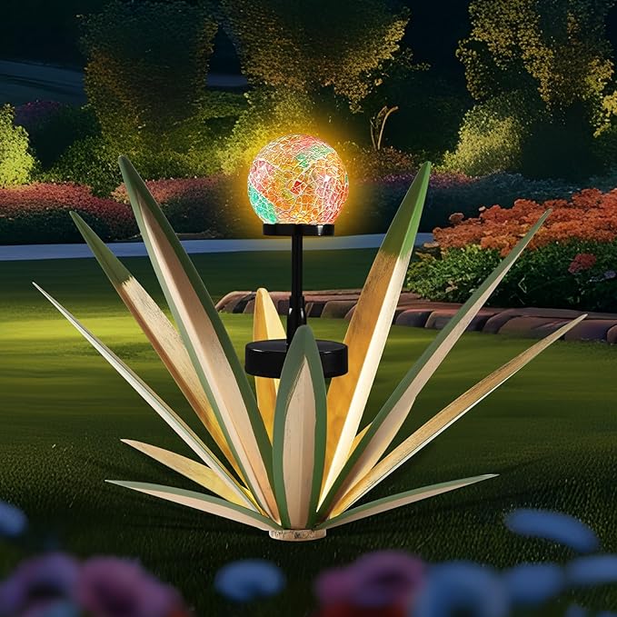 Tequila Rustic Sculpture Metal Yard Decor Hand Painted Metal Agave Garden Statue Green