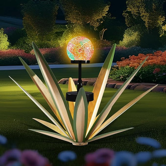 Tequila Rustic Sculpture Metal Yard Decor Hand Painted Metal Agave Garden Statue Green