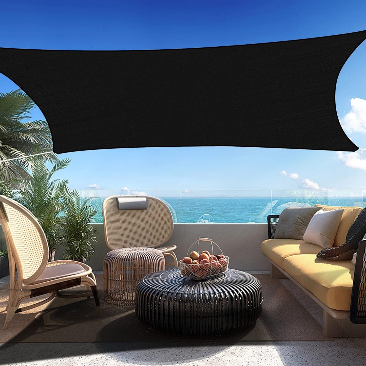 21' x 22' Black Rectangle Sun Shade Sail SSP1212 Canopy Durable Fabric UV Block Awning We Make Custom Orders