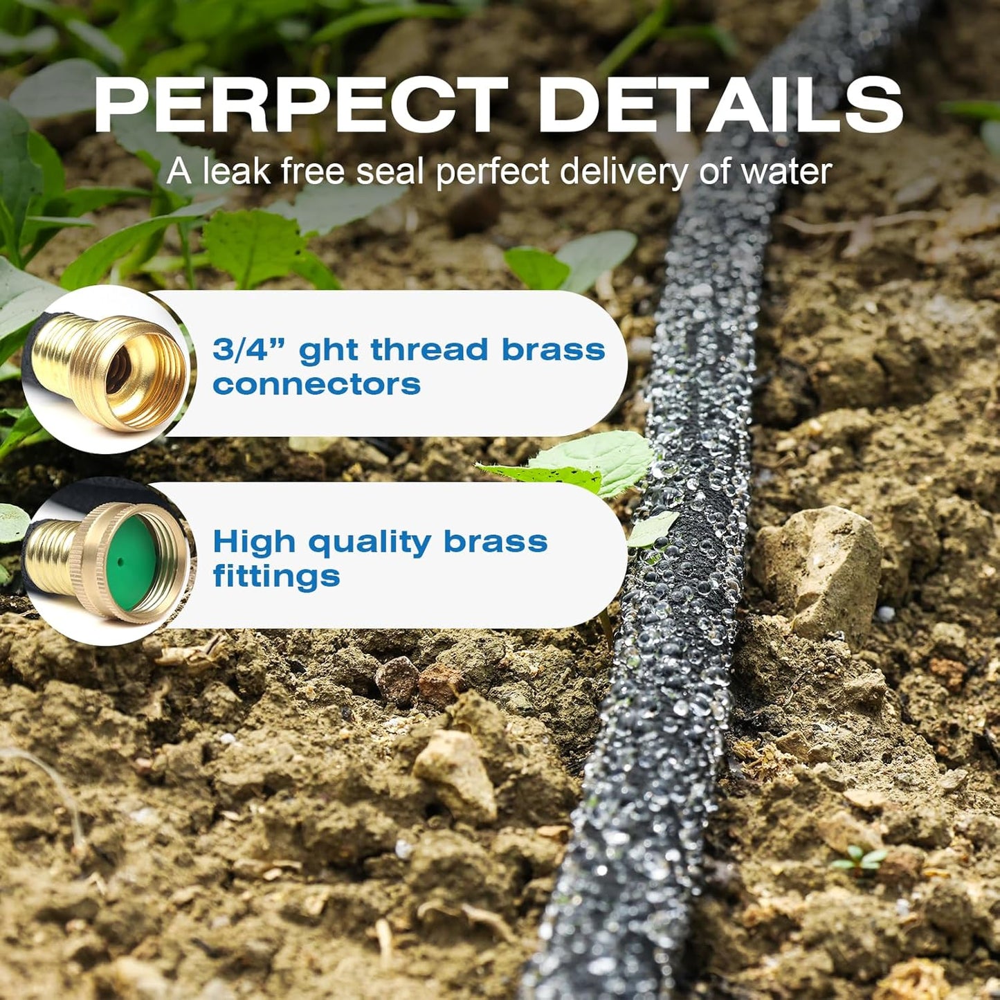 Soaker Hose 25FT Heavy Duty Rubber Saves 75% Water End Cap Included for Additional Hose Connect Great for Gardens/Flower Beds