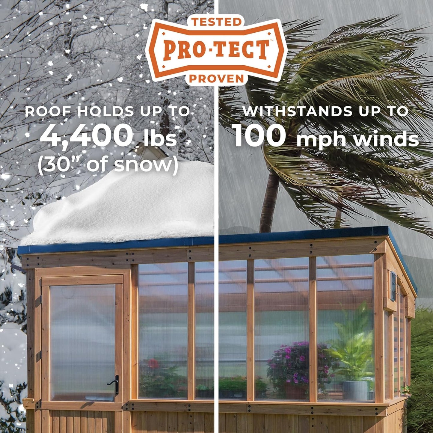 Backyard Discovery Zalie 11' x 7' Cedar Wood and Polycarbonate Walk-in Greenhouse Kit with Exhaust Fan, Windows, Hose Hook-Ups, PowerPort, Staging Shelves for Year-Round Outdoor Gardening