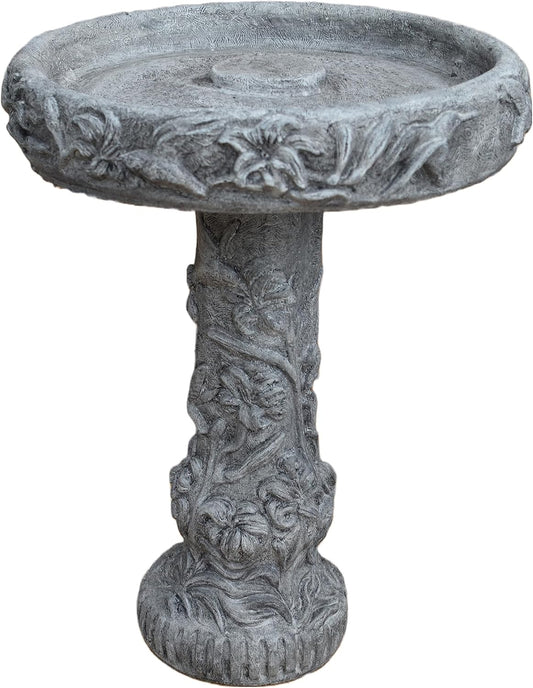 Solid Rock Stoneworks Hummmingbird Birdbath- 27in Tall- PreAged