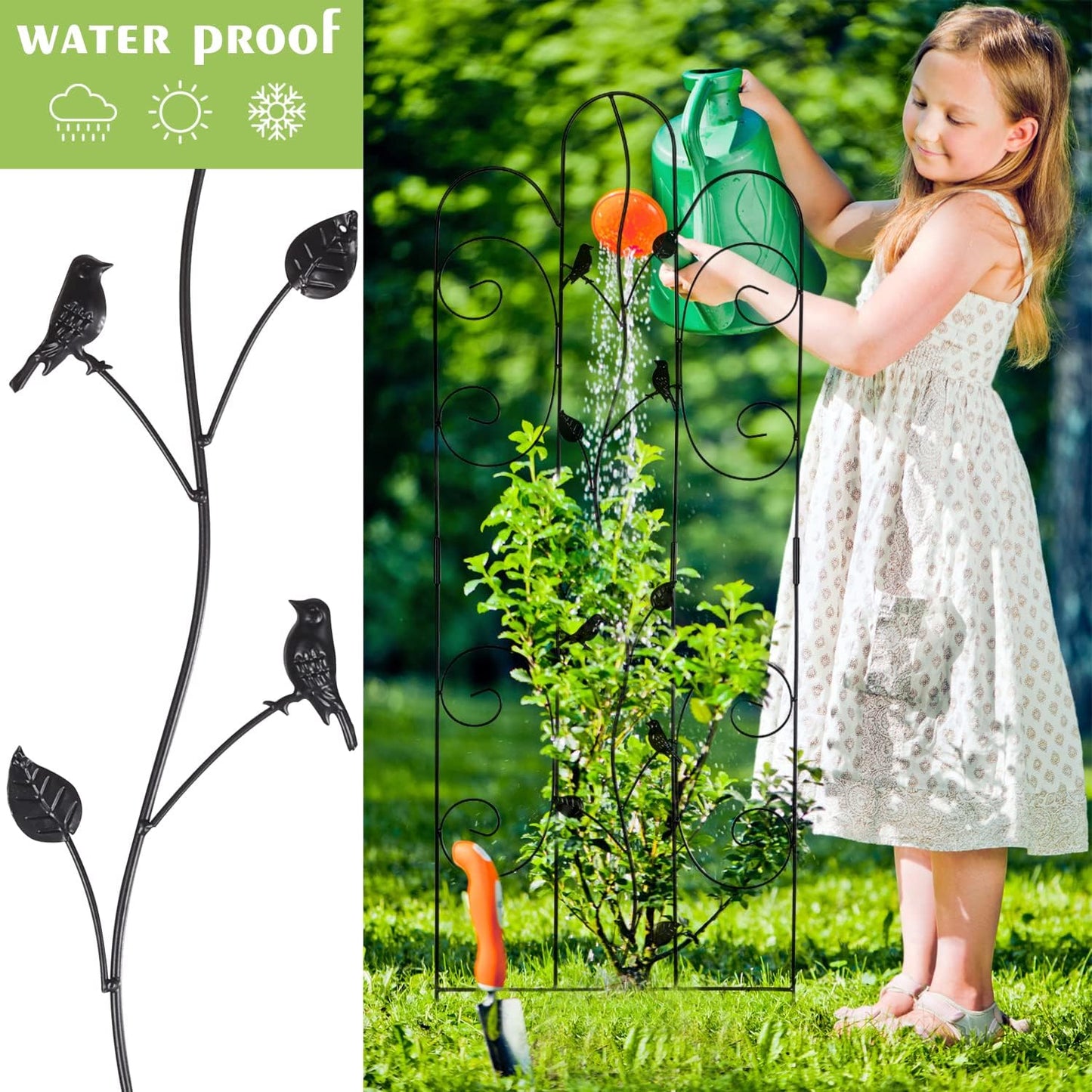 Metal Garden Trellis for Climbing Plants & Roses 61''x 18.5" Plants Support Rustproof Sturdy Leaves Garden Trellis for Vegetables Trellis for Potted Plants Pack of 2 - Black