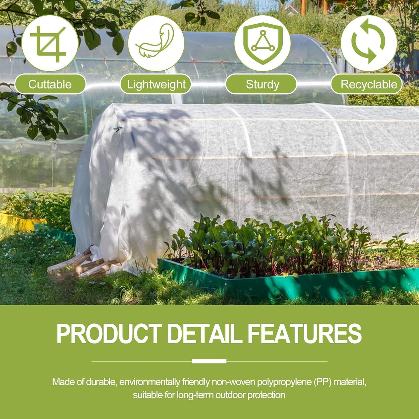 Plant Covers Freeze Protection, 10X50FT Reusable Thickened Winter Floating Row Covers, Frost Cloth Blanket Shade Cloth Garden Fabric Plant Cover for Raised Beds Vegetables Insect Winter Frost