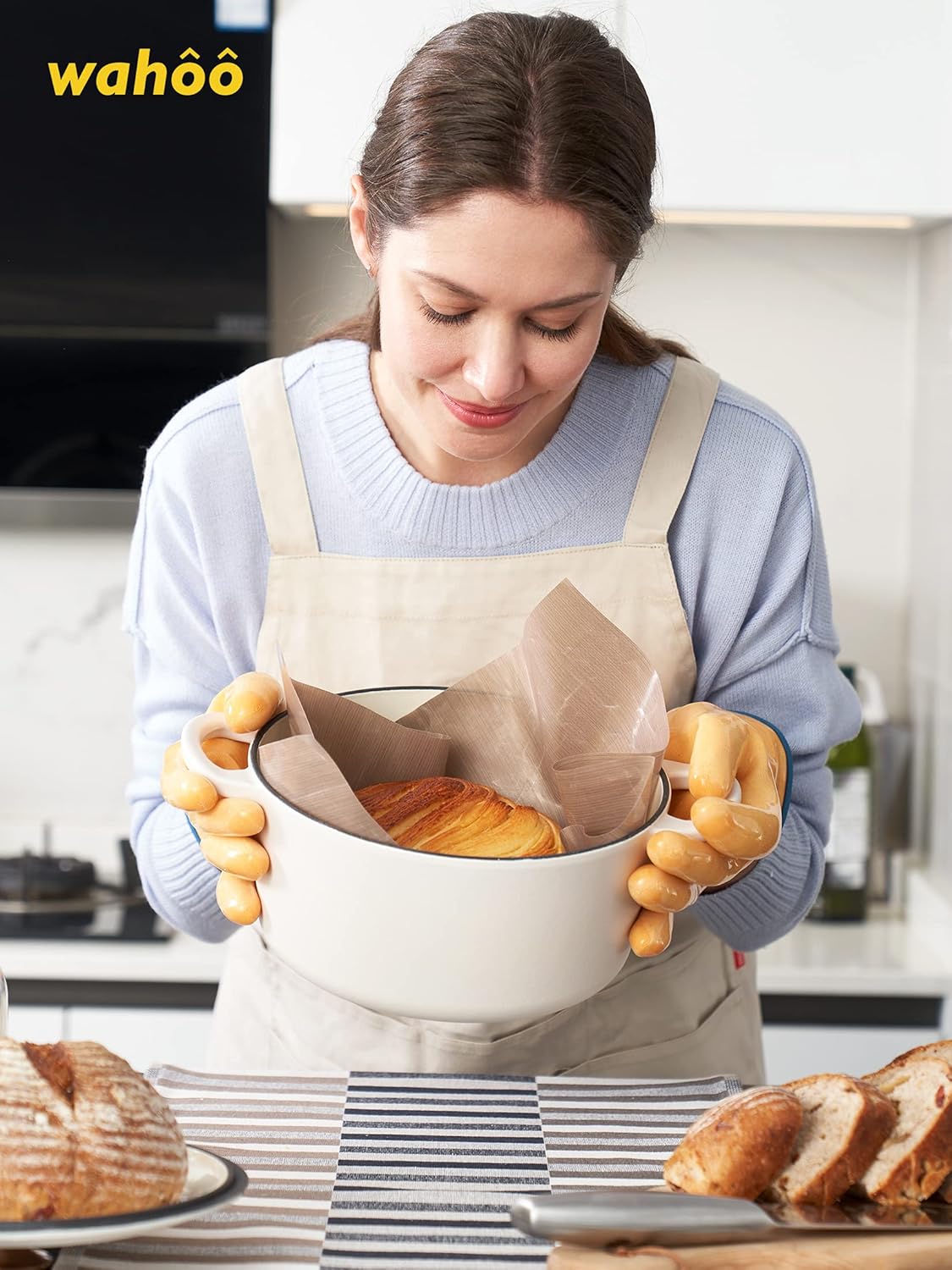 LANON Protection wahoo Liquid Silicone Smoker Oven Gloves, Food-Contact Grade, Heat Resistant Gloves for Cooking, Grilling, Baking, Yellow, XL/10