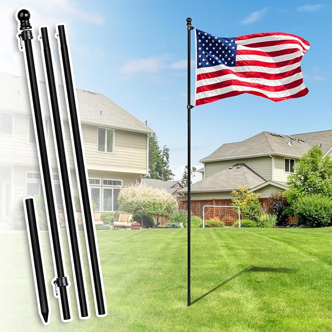 XIFAN Flag Pole Kit for Outside, 10 FT Heavy Duty Flagpole for Outdoor House in Ground, with Ground Spike for Garden Yard, Residential or Commercial