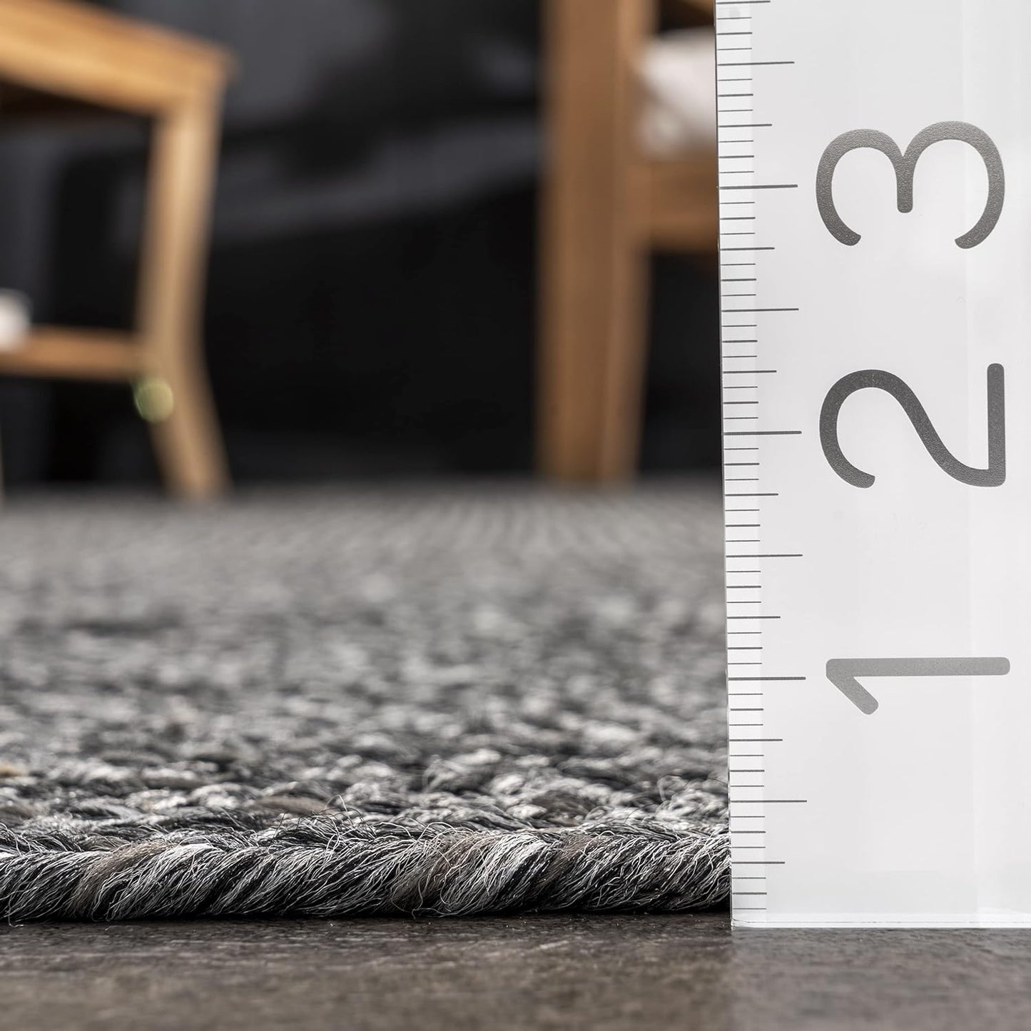 nuLOOM Oval 3' x 5' Solid Hand Braided Indoor/Outdoor Area Rug, Pet-Friendly, High Traffic, Weather Resistant, for Patio, Balcony, Bedroom, Living, Dining Room, Wynn Charcoal